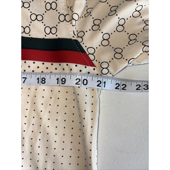 PAVINI Men's Polo Shirt White Red Green Striped Geometric Logo Italian Design - Picture 6 of 8